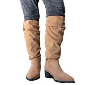 Knee High Faux Suede Slouch Boots Size 7.5 US 38 EU Unbranded Brown Womens